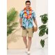 thumbnail image 3 of Lars Amadeus Camisa Tropical De Manga Corta Con Estampado Floral Para Hombre Con Botones Y Hojas Hawaianas Azul Claro Verde XXL Unique Bargains Camisa, 3 of 6