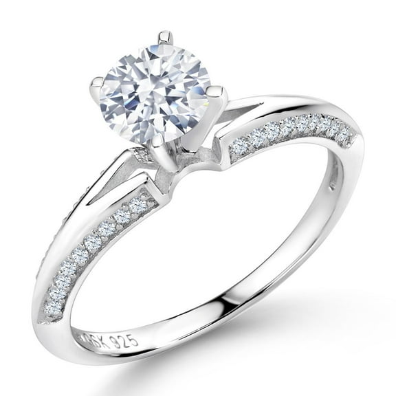 Gem Stone King 2.08 Ct Round White Zirconia 925 Sterling Silver Ring (Size 7) (Size 7)