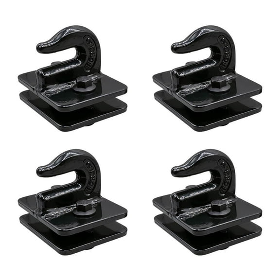 4 Pack 3/8" Tractor Bucket Grab Hook with Backer Plate - 6600lbs WLL - G70 Black Bolt On Grab Tow Hooks for Tractor Bucket, Loader, RV, Truck, UTV