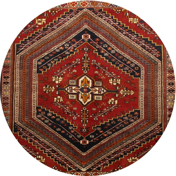 Ahgly Company Machine Washable Indoor Round Traditional Sienna Brown Area Rugs, 3' Round