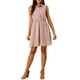 thumbnail image 2 of Vestido sin mangas de media abertura con estampado floral para mujer Inspire Chic, largo hasta la rodilla, con cinturón, en color rosa-azul con flores blancas, 2 of 8
