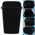 thumbnail image 3 of Leendines Plastic Garbage Can with Swing Lid - 50 L - 4 Pack, Black, 3 of 5