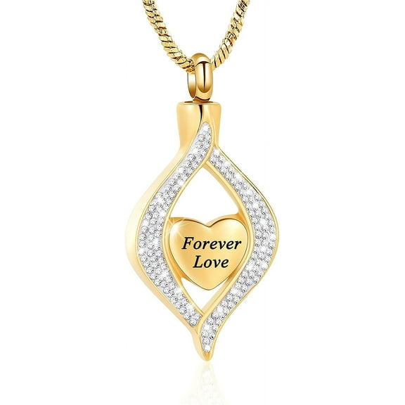 Crystal Cremation Jewelry Heart Urn Ashes Necklace for Women Mom Memorial Loved One Ashes Keepsake Necklace