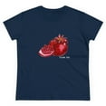 thumbnail image 2 of Women's Cotton T-Shirt with Pomegranate Design, Original Artwork Modern and Stylish, 2 of 5