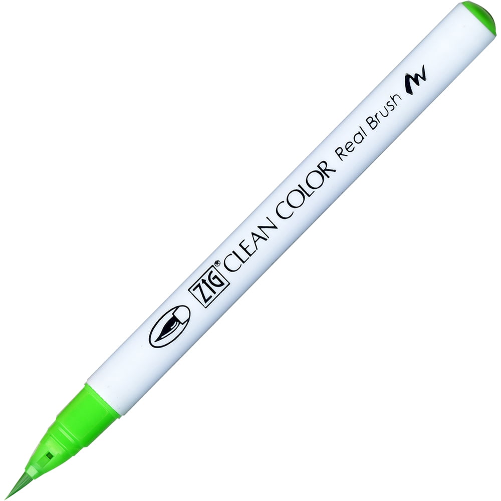 Kuretake Zig Clean Color Real Brush Marker, Fluorescent Green
