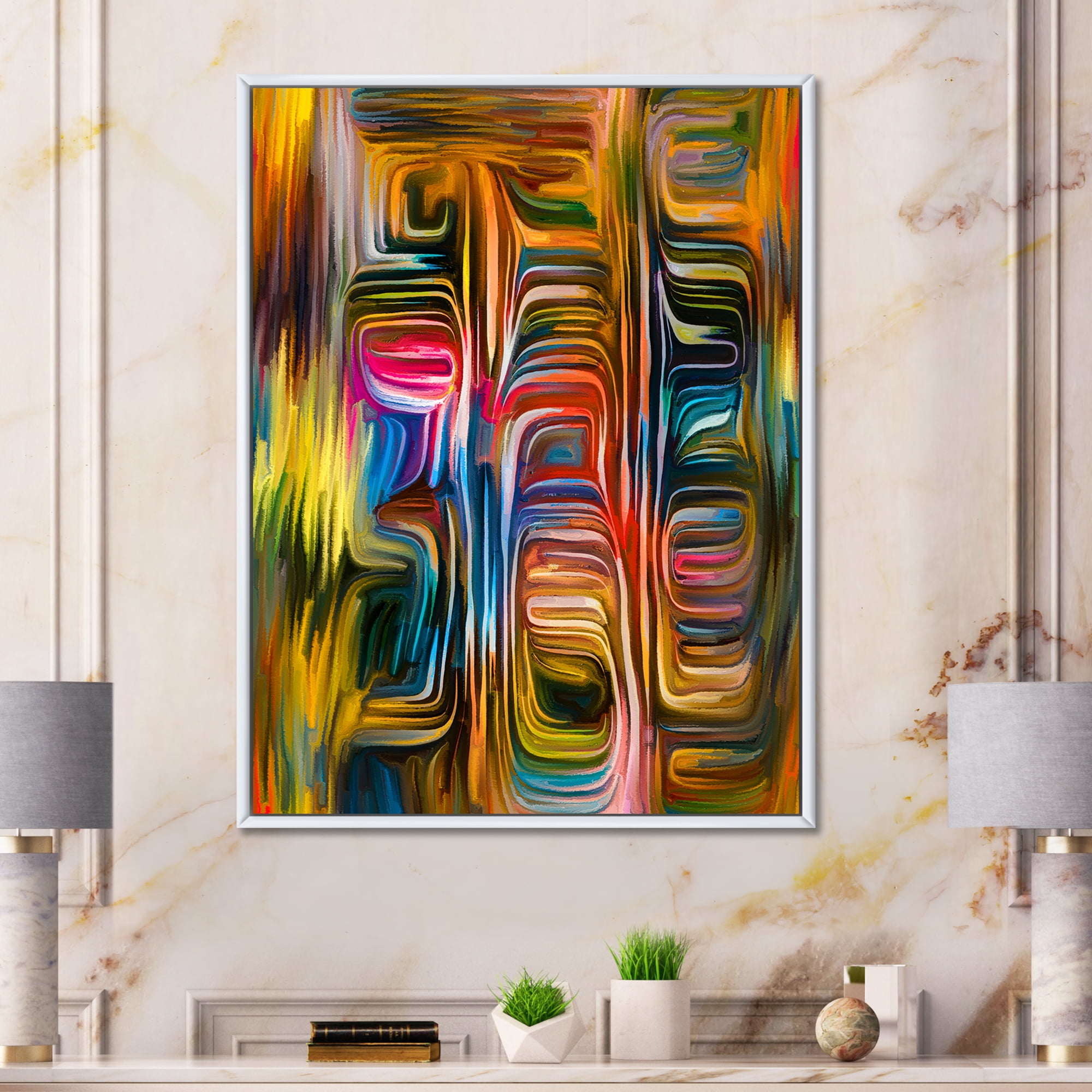 Designart 'Colour Spiral Fusion II' Modern Framed Canvas Wall Art Print