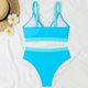 thumbnail image 4 of Conjunto de Bikini de Cintura Alta para las Mujeres Bloque de Color Cruzando Suspensiones, Traje de Baño de Moda sin Espalda Sexy, 4 of 5