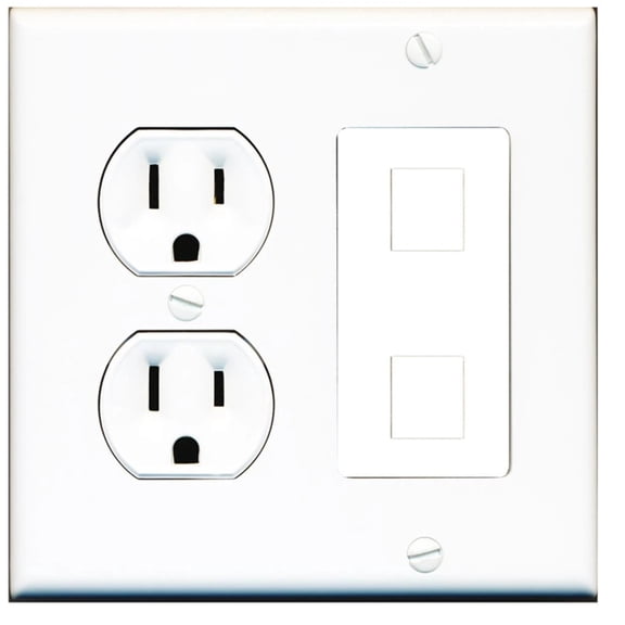 Ultra Spec Cables Custom Round Outlet Wall Plate White with up to 2 Keystone Ports