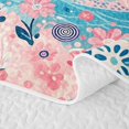 thumbnail image 5 of spefrowx Boho Floral Orca Whale Twin Quilt Set for Girls, Pink Wave Blossom Flower Twin Coverlet Set, 2pcs, 5 of 7