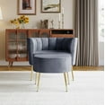 thumbnail image 1 of HMD Moveis Chaise avec Tabouret en Velours, Gris Foncé, 1 of 6