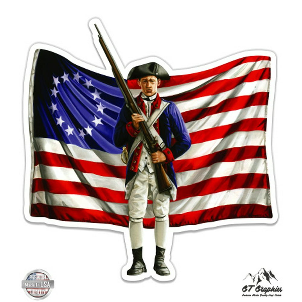 American Revolution Patriot Flag 3" Vinyl Sticker For Car Laptop I