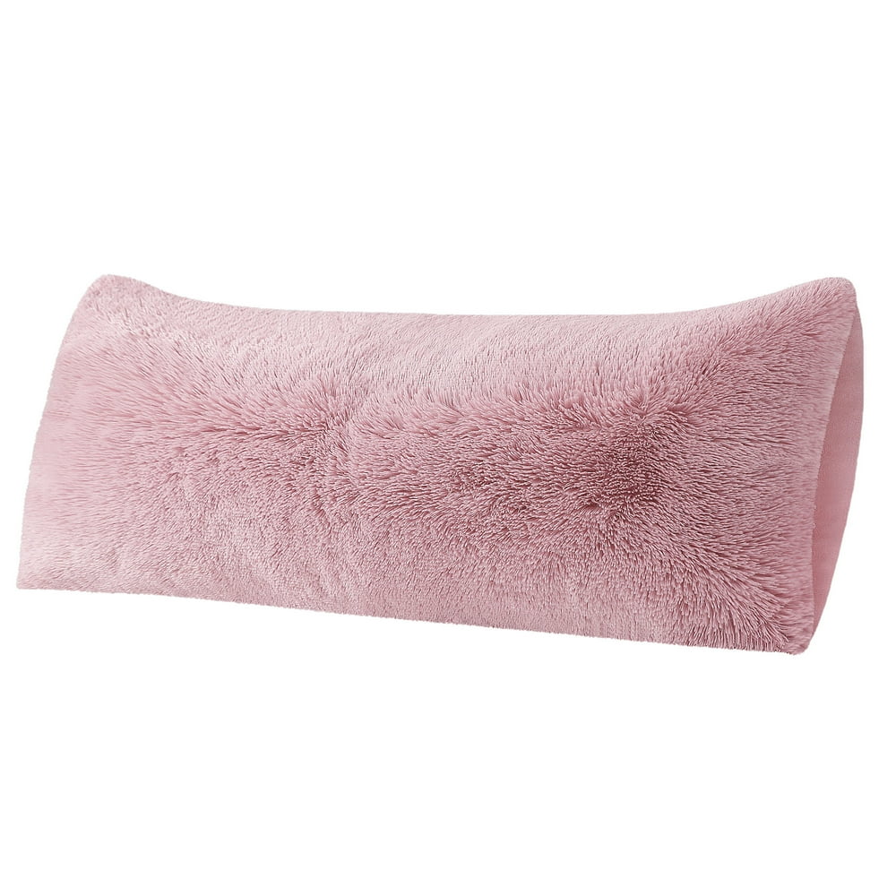 Unique Bargains Faux Fur Body Pillow Case with Zipper, 20" x 60", Mauve