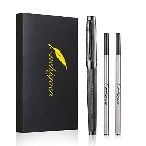 Black and Red Rollerball Pen 2 Pack of Ballpoint Ball Pen for Men Women Executive Business Office School Use,Executive Nice Pens for Business Birthday Gift with Gift Box,2 extra 0.5 mm refill 