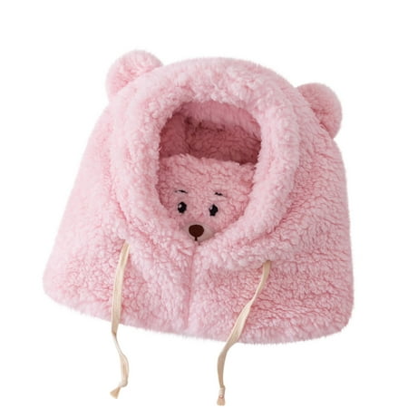 

AIEOTT Wild Bear Mask Scarf Hat Women s Neck Winter Thicken Plush Bib Hat Winter Warm Woolen Hat