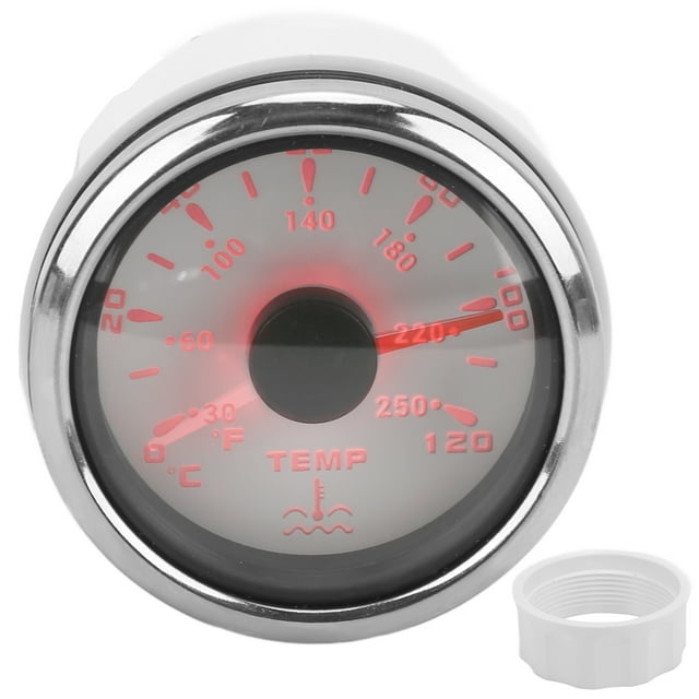 Yacht Water Temp Meter, Pointer Indication 52mm 9-32V Water Temp Gauge For Boats For Cars White