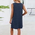 thumbnail image 4 of QUNYINEY Cotton Sundresses for Women Beach Sleeveless Summer Midi Blue Tank Dress Casual Lace Loose Fit Crew Neck Lounge Dresses, 4 of 6