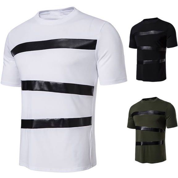 Hinvhai Men's Leather Three Piece Crew Neck Short Sleeved T Shirt Mens Pocket T Shirts Multiple Pack White 8(XL)