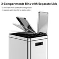 thumbnail image 4 of Trash Can, Garbage Can for Kitchen, 2/3 Compartments for Recycling and Trash, Plastic Inner Buckets and Hinged Lids, Wide Stainless Steel Shape, Silver, 4 of 7
