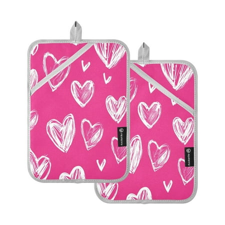 

Vzayy Kitchen Pot Holders Sets Heat Resistants for Cooking Baking Pink Heart
