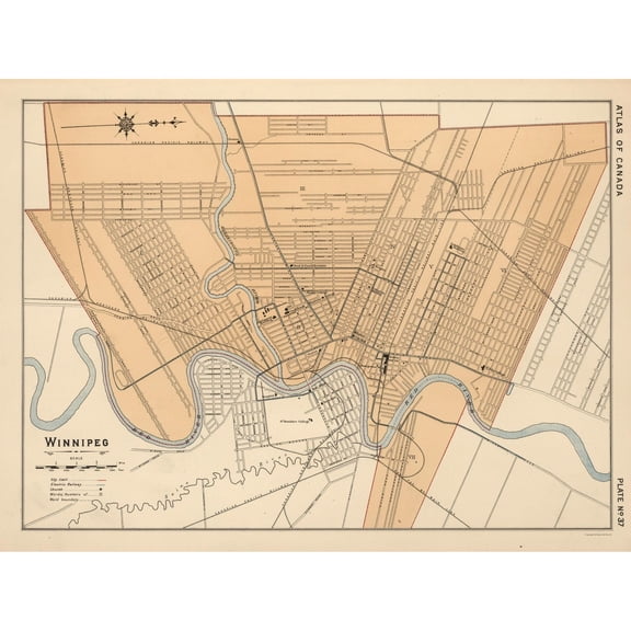 Historic Map - Winnipeg Canada - White 1906 - Vintage Wall Art