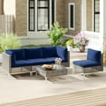 thumbnail image 4 of Costway 5 PCS Outdoor Furniture Set with Seat & Back Cushions Tempered Glass Coffee Table Navy, 4 of 10