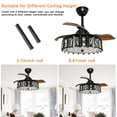 thumbnail image 4 of Depuley 36" LED Crystal Ceiling Fan with Lights and Remote Industrial Ceiling Fan Black Chandelier Ceiling Fan Retractable Blades for Living Room Bedroom Kitchen Dining, 3 Wind Speeds, 4 of 10
