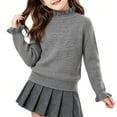 thumbnail image 2 of BLVB Newborn Baby Girls Knit Sweater Ruffle Long Sleeve Mock Neck Ribbed Knit Sweaters Toddler Solid Color Pullover Kid Tops(Gray,5-6Years), 2 of 6
