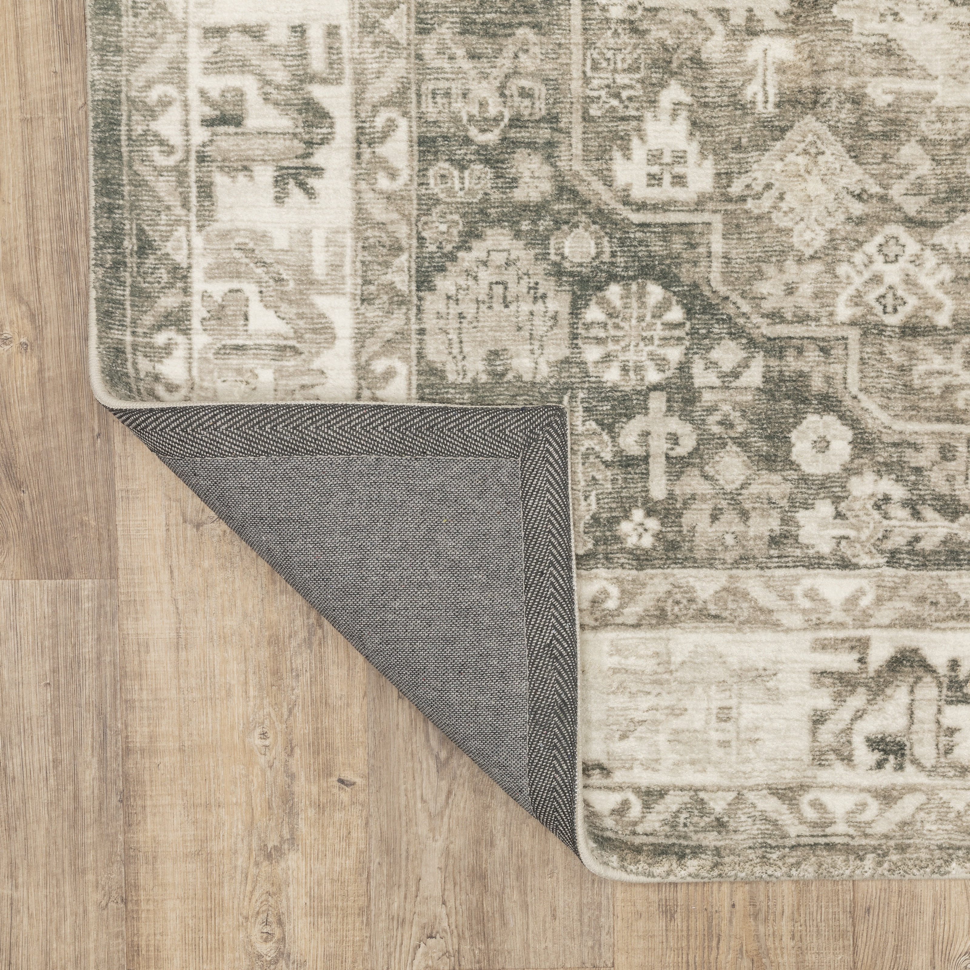 Avalon Home Silvana Distressed Border Area Rug, 2' X 8' Runner, Charcoal/ Ivory