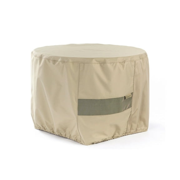 Covermates Elite Round Fire Pit Cover – Water-Resistant Outdoor Protection with Durable 300D Polyester, Mesh Air Vents & Adjustable Buckle Straps, ROUND 30DIAMETER x 25H, Khaki