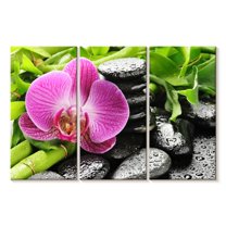 Elephant Stock Zen Stones For Spa Wall Art - Horizontal Multi Panel Canvas - Living Room Wall Decor - Wellness Multi Panel - Green And Black Decor - 38" x 24"