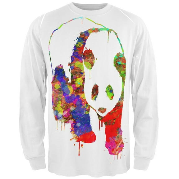 Splatter Panda All Over Adult Long Sleeve T-Shirt