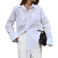 thumbnail image 1 of Camisas de Larga con Botones para Mujer, Blusas Holgadas de Estilo Casual y Moderno para Otoño, Ideales para el Trabajo o la Oficina M, 1 of 9