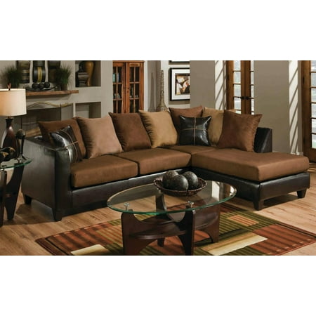 Casual Modern Small Living Room Furniture Sectional Sofa Set Brown
