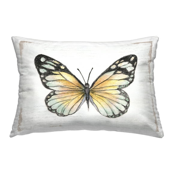 Stupell Industries Country Butterfly on White Decorative Printed Throw Pillow Design by Janet Tava.