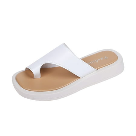 

YanHoo Boho Slide Sandals for Women Girls Dressy Low Wedge Thong Sandals Casual Toe Ring Flat Sandals Cute Summer Bohemian Travel Flip Flop Sandal Shoes