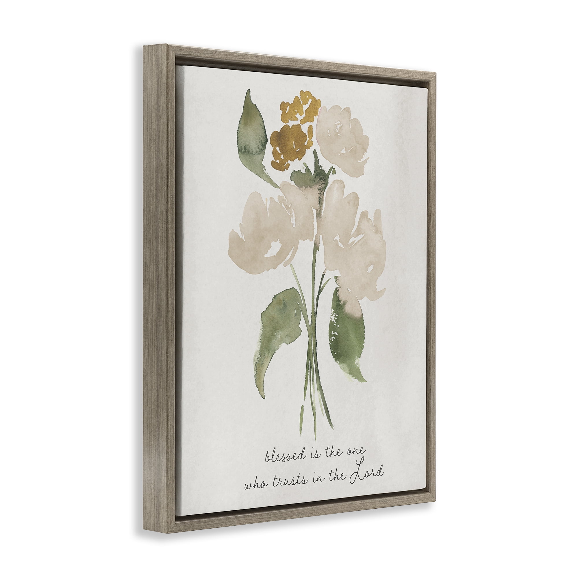 Stupell Industries Who Trusts In The Lord Flowers Brown Framed Floater Canvas Wall Art, design by Lucille Price