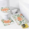 thumbnail image 4 of 4 Piece Shower Curtain Sets with Non-Slip Rugs Toilet Lid Cover and Bath Mat Peach And Green Watercolor Floral Roses Hydrangeas Waterproof Fabric Bath Curtains Spring Flowers for Bathroom Decor, 4 of 8