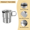 thumbnail image 4 of Uxcell 1 paquete de tazas de acero inoxidable 304 con asa y tapa, vasos de agua de metal de doble pared de 10 oz, 4 of 7