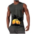 thumbnail image 2 of Zylanna Men's Muscle Gym Tank Top, Solid Color Hawaiian Print Sleeveless Breathable Workout Athletic Tees Dark Gray, 2 of 5