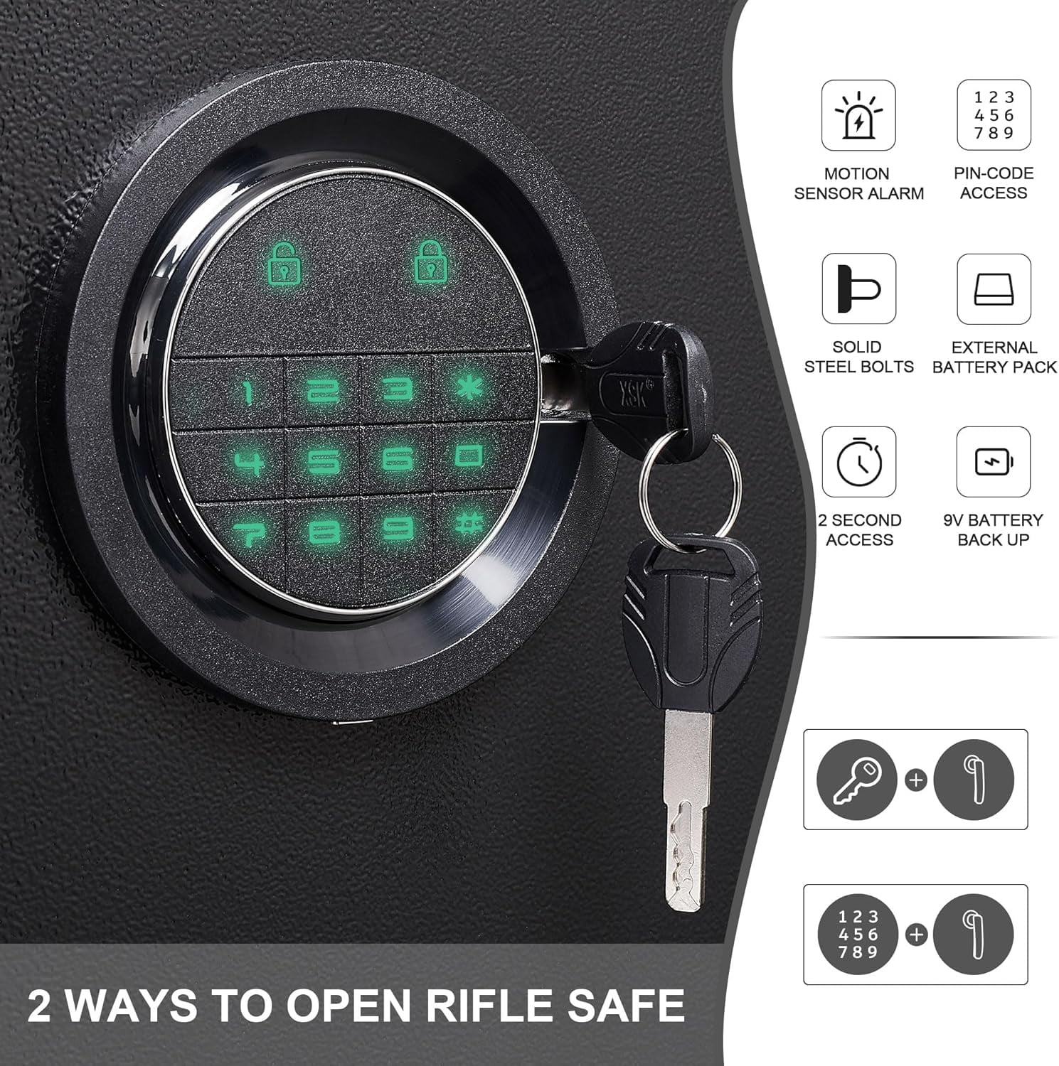 Digital Password Long Gun Safes,Rifle Gun Safe Quick Access 5 Gun Storage Cabinet for Home Rifles Shotguns
