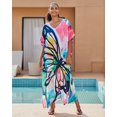 thumbnail image 5 of EDOLYNSA Plus Size Kaftan Dress V Neck Summer Maxi Dress Butterfly Printed Caftan Robe Cute Maternity Tunic, 5 of 8