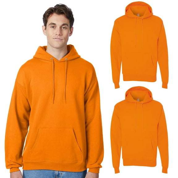Hanes - High Visibility Hooded Sweatshirt - P170 | Safety Workwear Pack-2 Adult Fleece Sweater With Pouch Pocket, 7.8 oz Size S