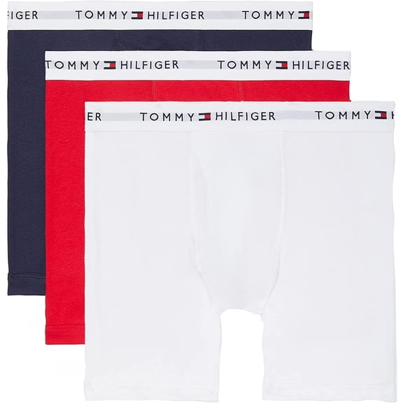 Tommy Hilfiger Mens 100% Cotton Classics Boxer Brief, 3-Pack, Mahogany Large