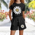 thumbnail image 5 of BRGZLK Summer Sets for Girls Casual Sunflower Print Short Sleeve Round Neck Pullover Top and Shorts Set Kids Girls Soft Comfortable Set 2026 Black 13-14 Years, 5 of 5