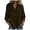 Brown, variant on Women's Blouse V Neck Button Down 3/4 Sleeves Henley Shirts Out Lace Eyelet Casual Boho Top (Brown, XL)