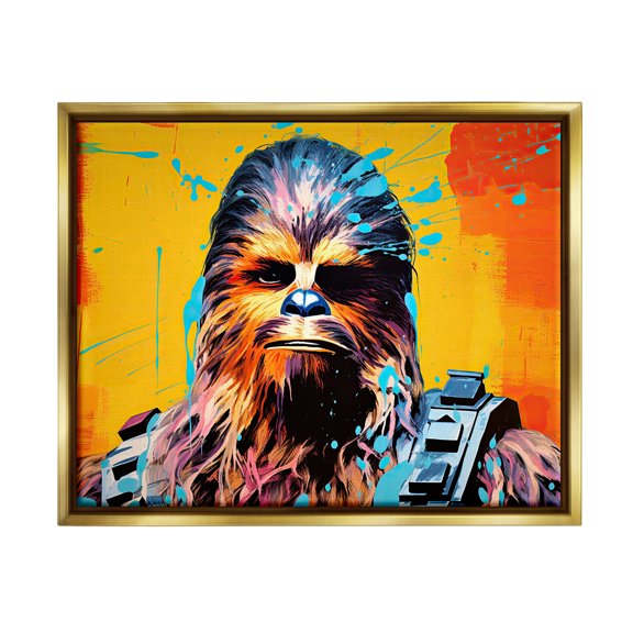 Stupell Industries Urban Splash Sci-Fi Creature Fairy Tales & Fantasy Painting Gold Floater Framed Canvas Art Print Wall Art, 21 x 17