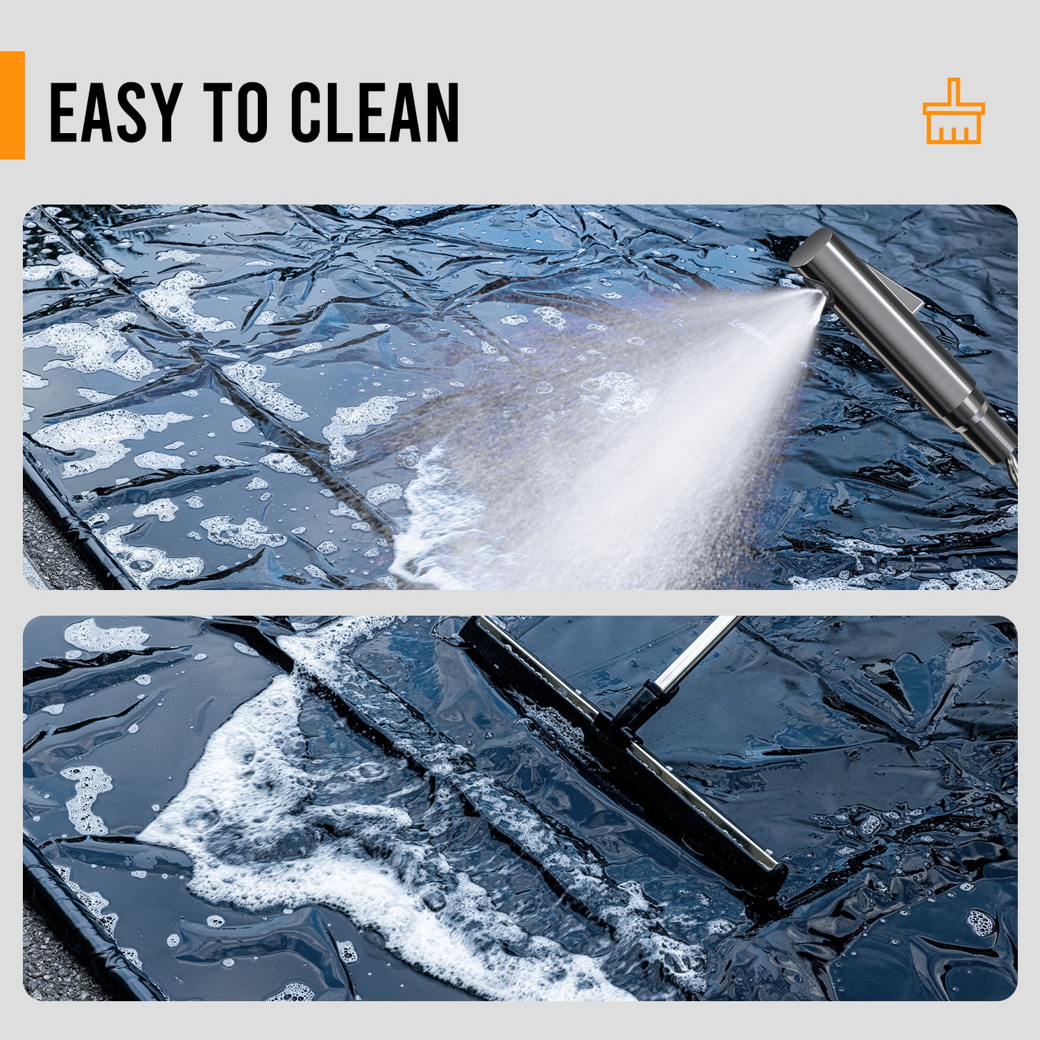 VUSIGN Garage Containment Mat, (7'9" x 16') , Non-Slip Garage Floor Mat with Stay Put Corner and Squeegee, Heavy Duty Waterproof Protection from Snow, Rain and Mud for Cars, SUVs and Trucks