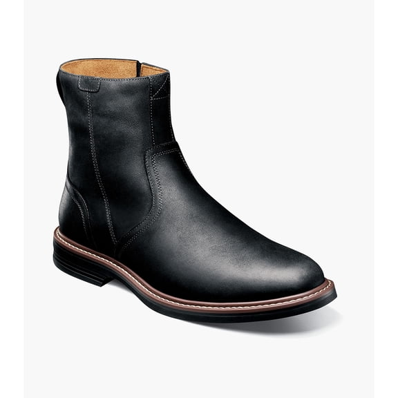 Florsheim Norwalk Plain Toe Men's Side Zip Boot, Black Crazy Horse, 10.5 M