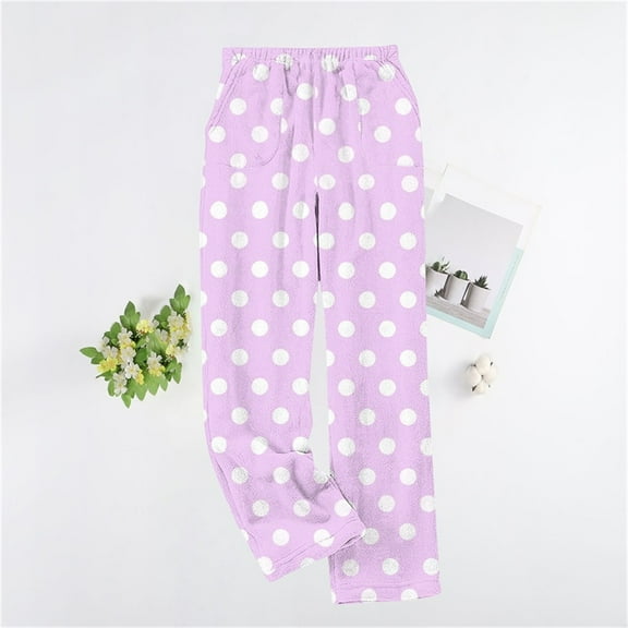 Vetsdori Flannel Pajamas Pants for Women Fleece Soft Pj Bottoms,Printed Comfy and Cozy Womens Lounge Pants Wide Leg