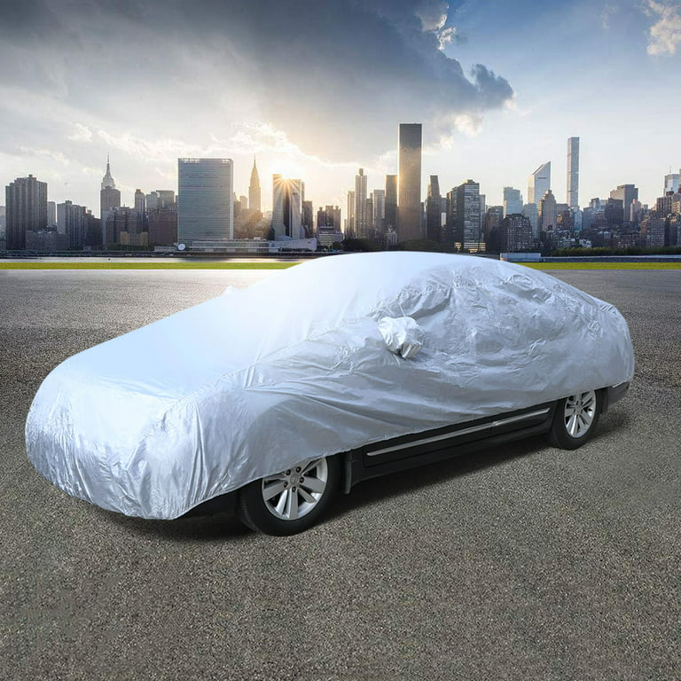Universal Full Car Snow Ice Sun UV Rain Shade Cover Outdoor Protector Size  M (Silver) 